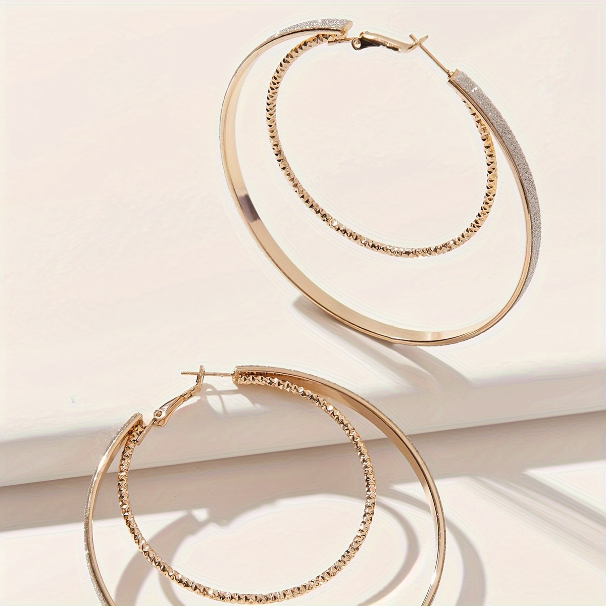 18K Golden Plated Geometric Large Earrings